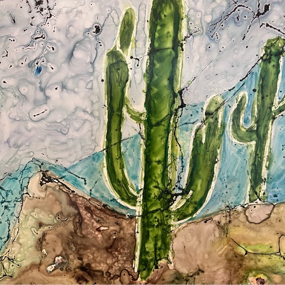 Semi Abstract Desert Landscape Watercolor Original Art Painting - Picture 5 of 16